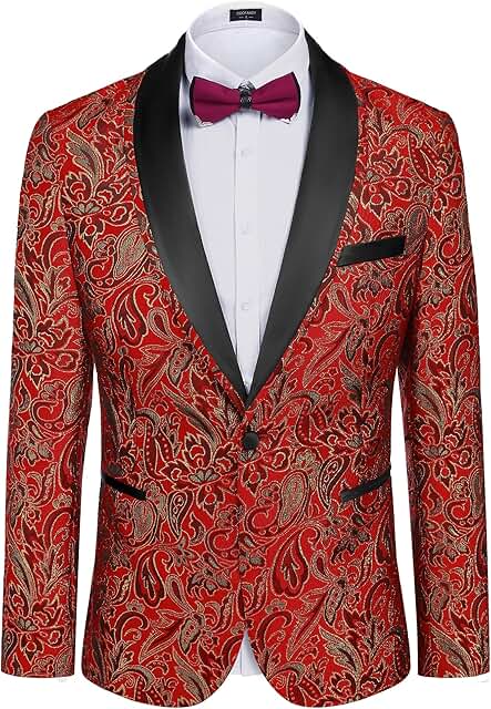Men's Slim Fit Floral Tuxedo Jacket for Formal Events