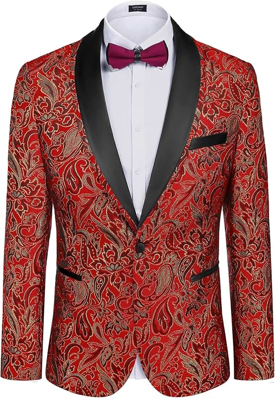 Men's Slim Fit Floral Tuxedo Jacket for Formal Events