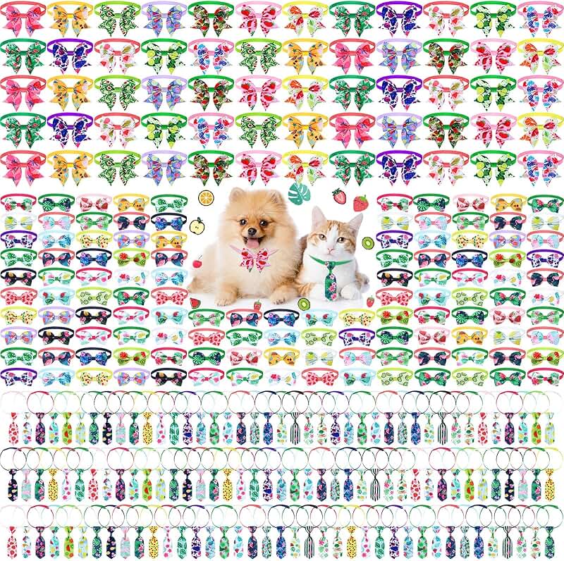 300 Pcs Adjustable Dog Bow Tie Collars for Medium and Large Dogs