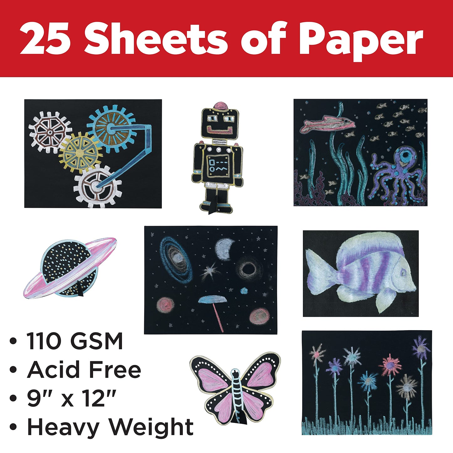 Eco-Friendly Black Sketchbook 25 Sheets 9x12
