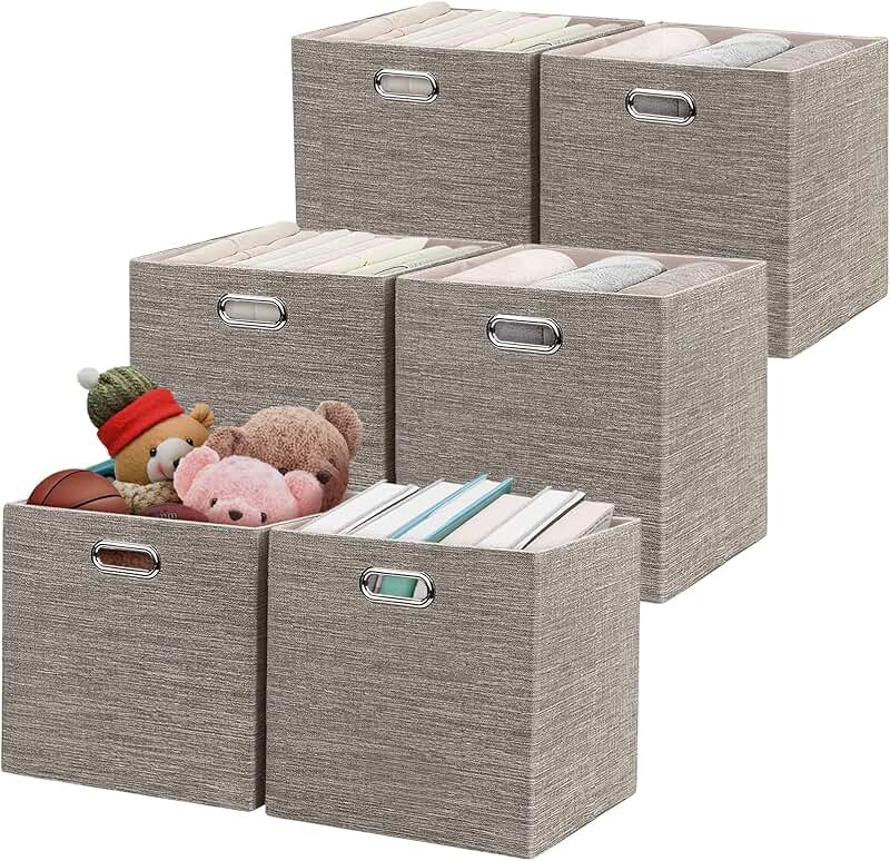 Three Thick Collapsible Storage Bins, 6 Pack