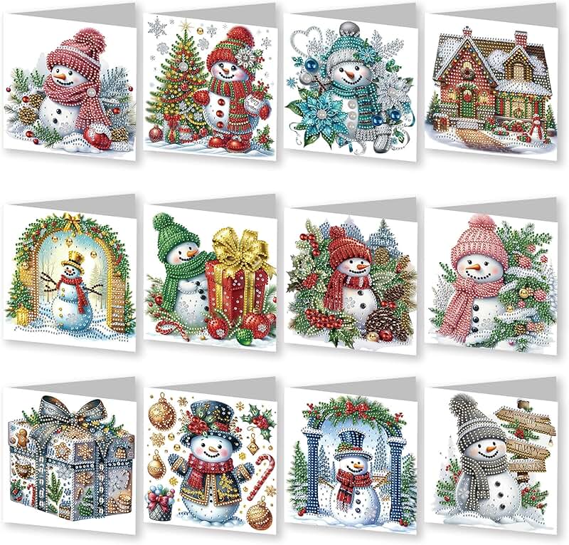 Set of 12 DIY Greeting Card Diamond Art Crafts