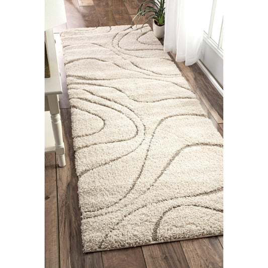 Carolyn Cozy Soft  Plush Shag Runner Rug, 2 ft 6 in x 6 ft, Cream