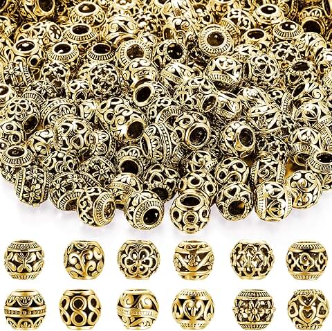 120 Pcs Gold Tone Alloy Beads for Jewelry Making