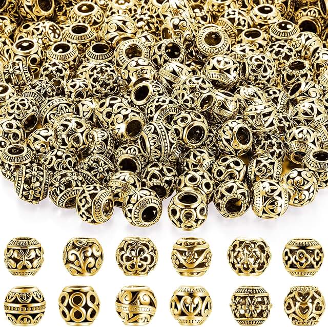 120 Pcs Gold Tone Alloy Beads for Jewelry Making
