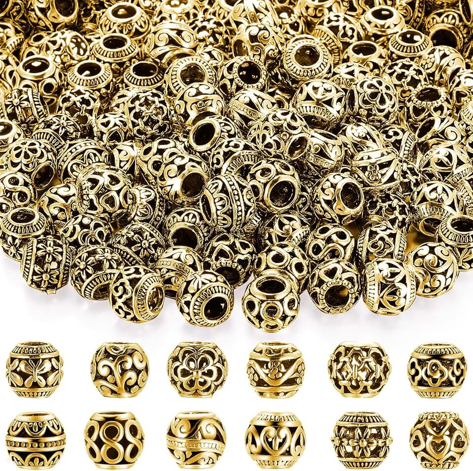 120 Pcs Gold Tone Alloy Beads for Jewelry Making
