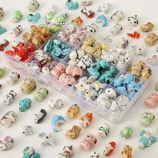30 Pcs Cute Animal Ceramic Beads for Jewelry Making