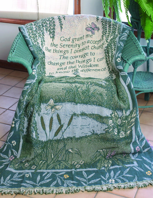 Manual 46 X 60-Inch Inspirational 2.5-Layer Fringed Throw, Serenity Prayer