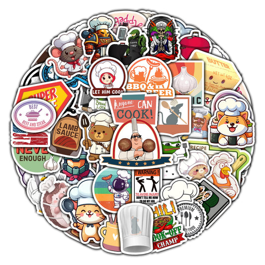50-Piece Chef Sticker Set for Kitchen and More