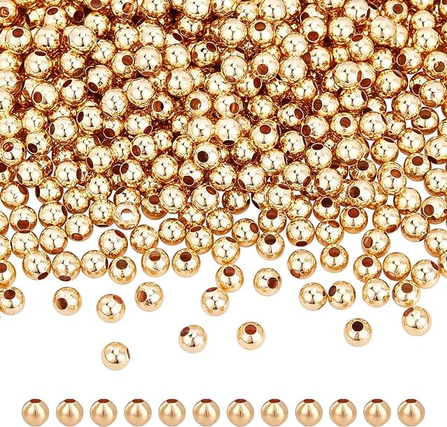 About 1000 Gold-Plated Brass Beads for Jewelry Making