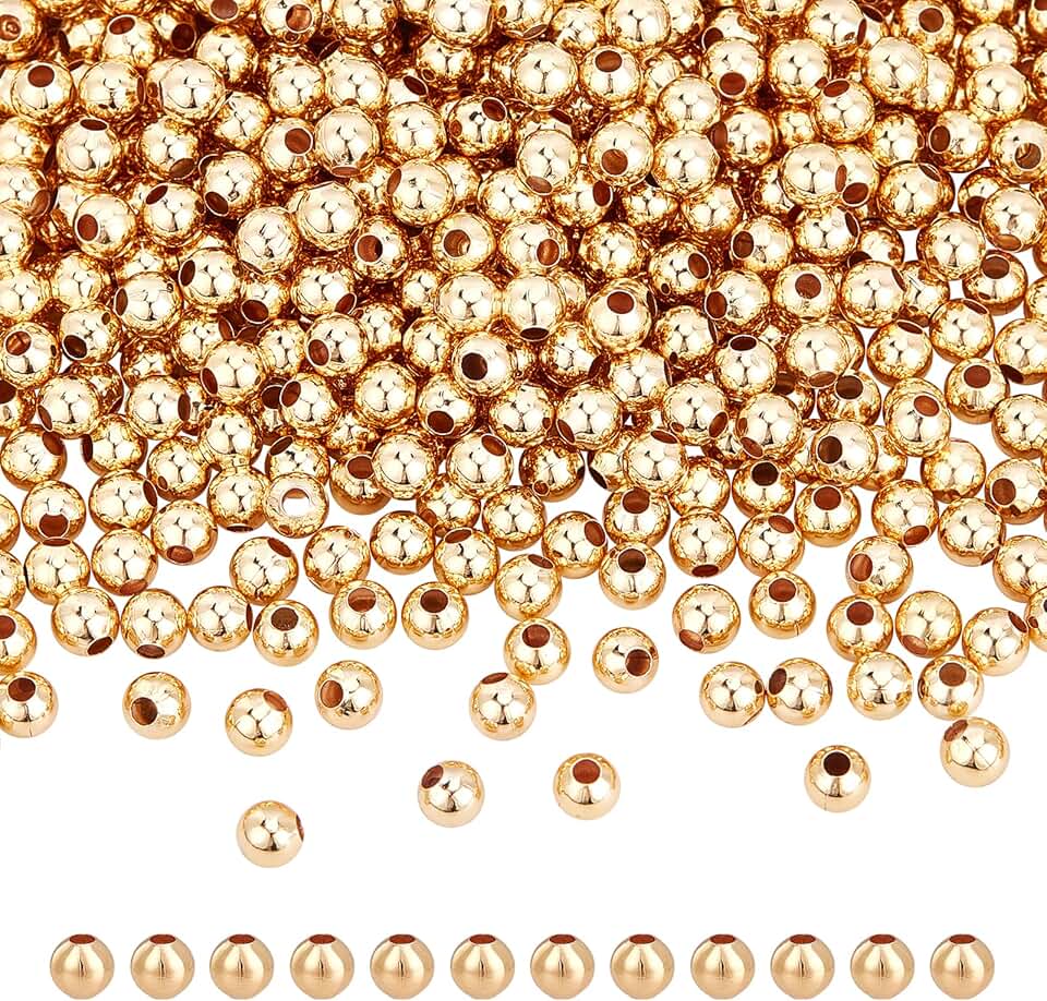 About 1000 Gold-Plated Brass Beads for Jewelry Making