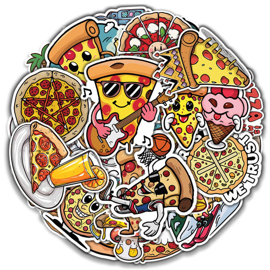 50 Waterproof Food Pizza Stickers for Kids and Teens