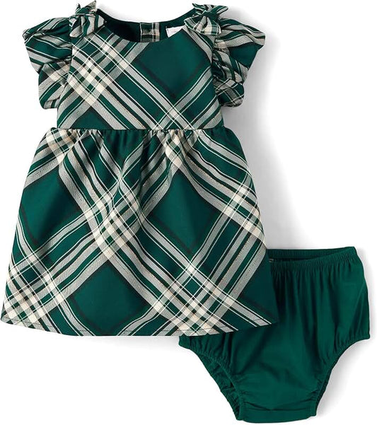 Baby Girl Short Sleeve Dress and Diaper Cover Set