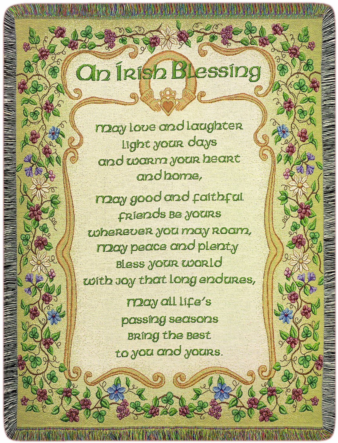 Manual Irish 51 X 68-Inch Tapestry Throw, Peace and Plenty Irish Blessing