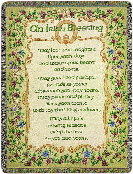 Manual Irish 51 X 68-Inch Tapestry Throw, Peace and Plenty Irish Blessing