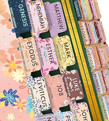 Gold Bible Tabs for Women Study Bible with Floral Design