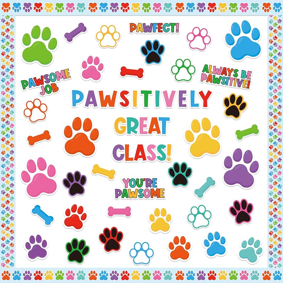 111-Piece Paw Print Classroom Decor Set