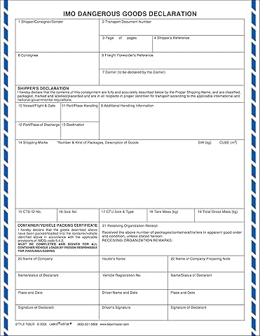 Dangerous Goods Declaration Form, Laser, Pack of 100