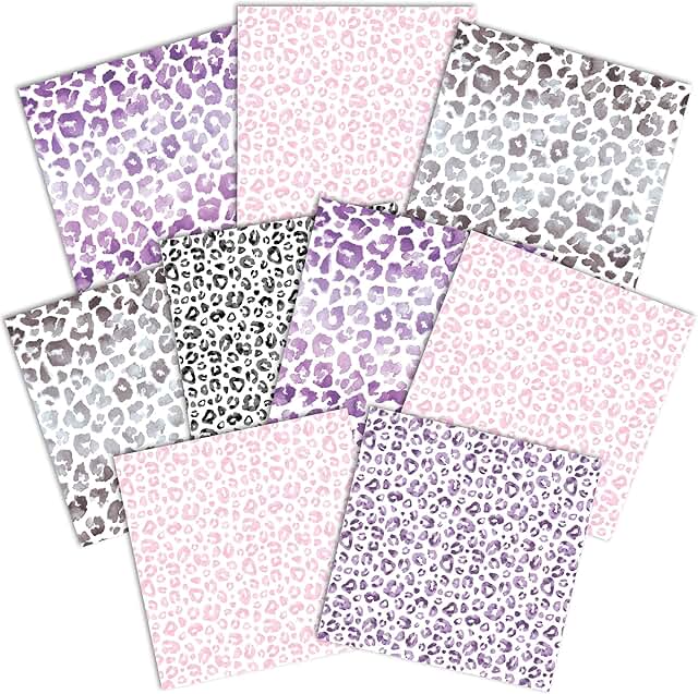 12x12 inch 9-sheet decorative paper pack with cheetah and leopard patterns
