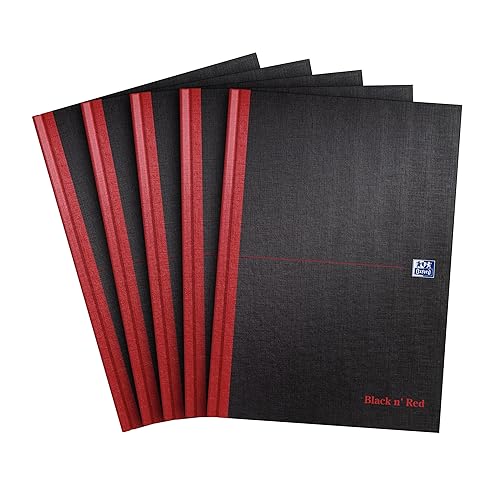 Pack of 5 Black Hardback A4 Notebooks with 192 lined pages