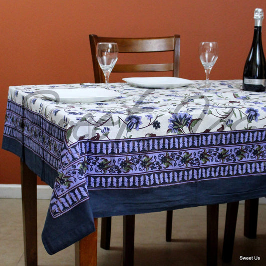 Floral Print Tapestry Cotton Spread 104" x 72" Twin Blue