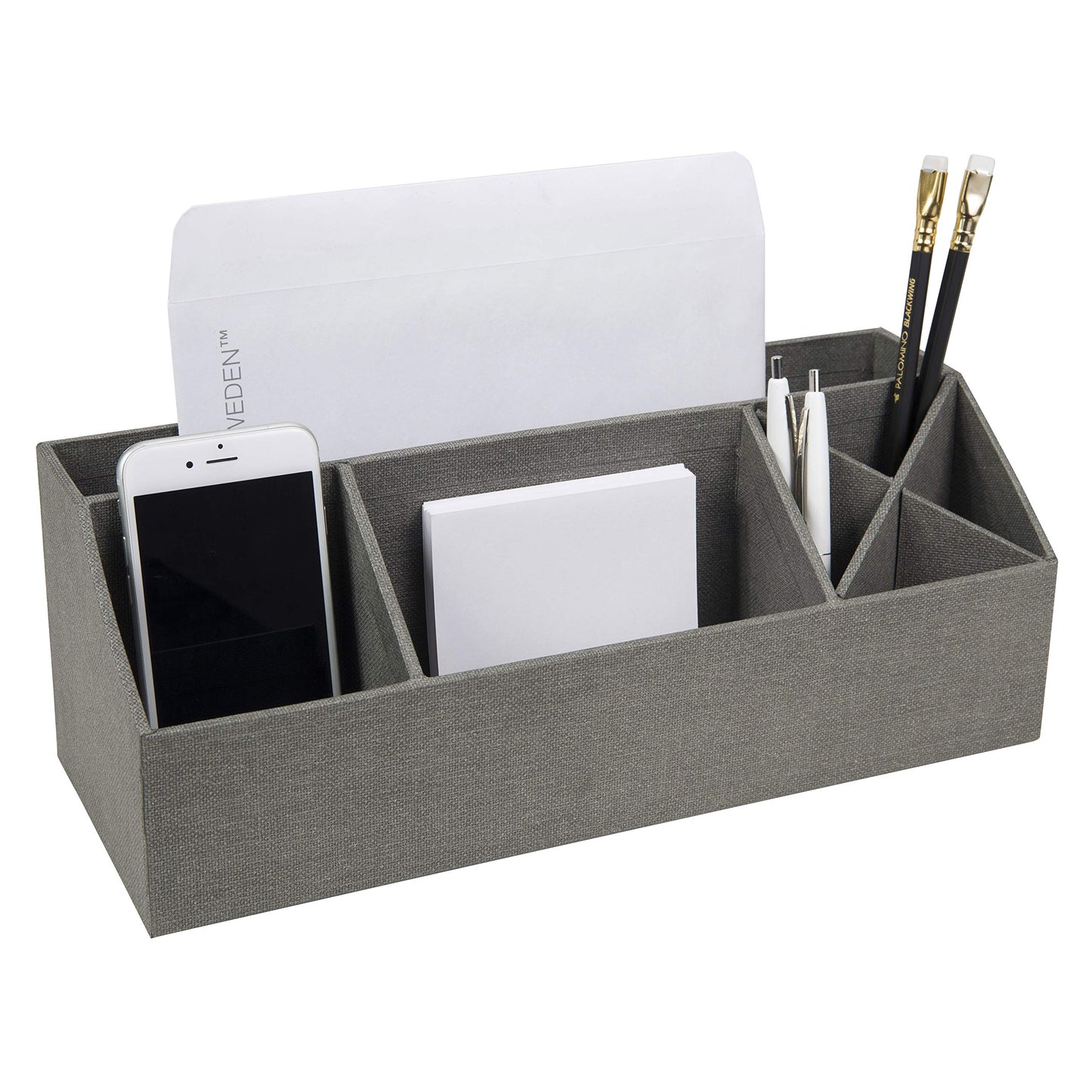 Durable 7-Compartment Desk Organizer in Canvas Gray