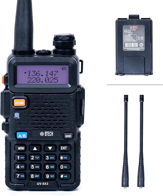 Tri-Band Handheld Radio with USB-C Charging and Accessories