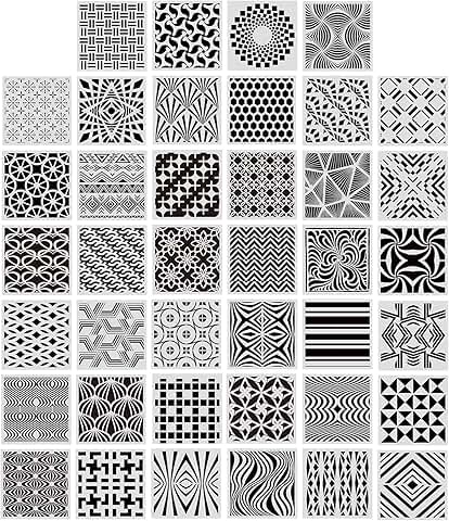Set of 40 Geometric Stencils for Art and Craft Projects