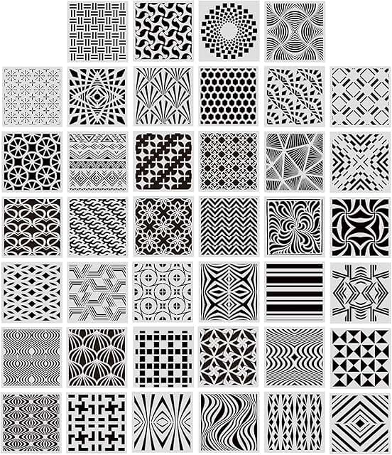 Set of 40 Geometric Stencils for Art and Craft Projects