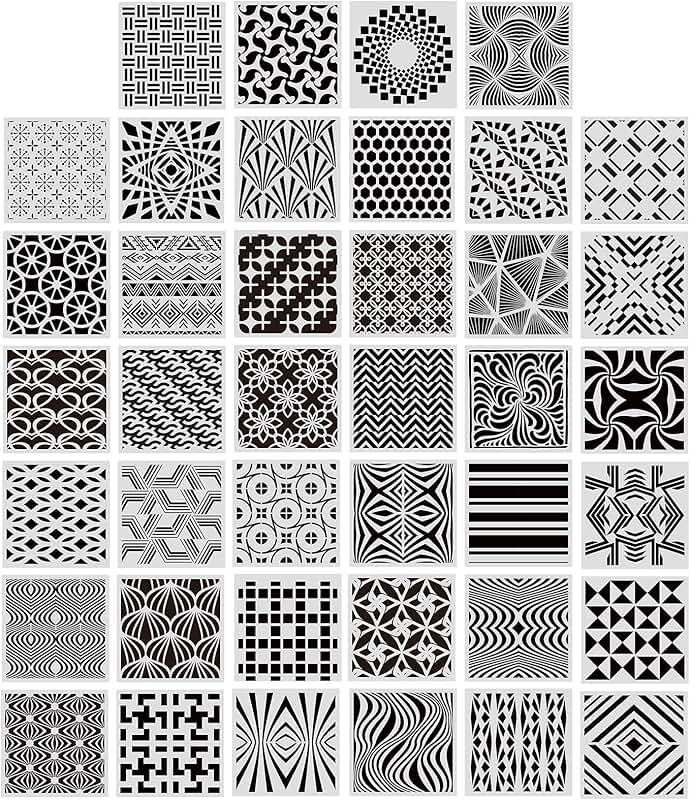 Set of 40 Geometric Stencils for Art and Craft Projects