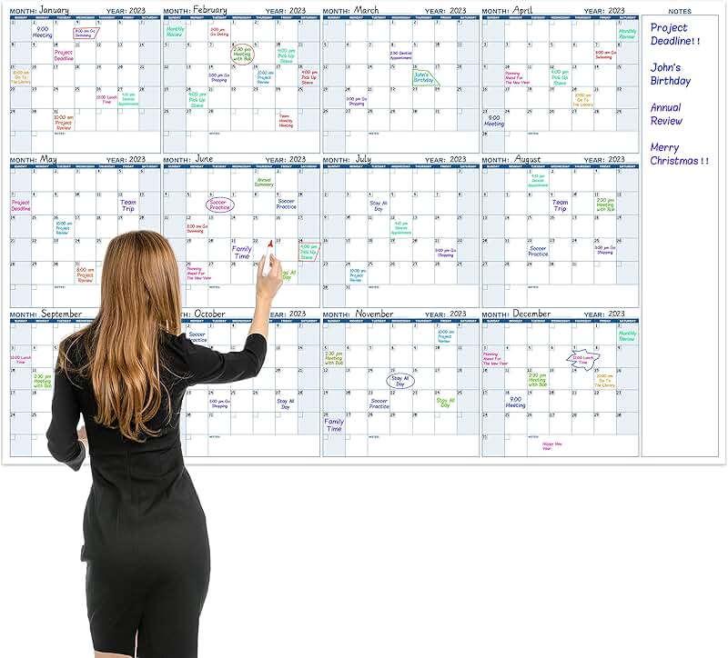 Large 12-Month Dry Erase Wall Calendar