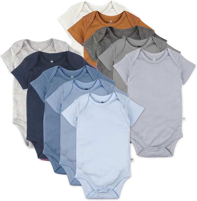 10 Organic Cotton Short Sleeve Baby Bodysuits