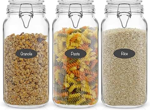 Set of 3 78oz Glass Food Storage Jars with Lids