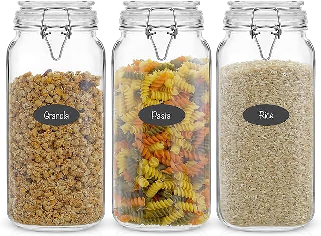 Set of 3 78oz Glass Food Storage Jars with Lids