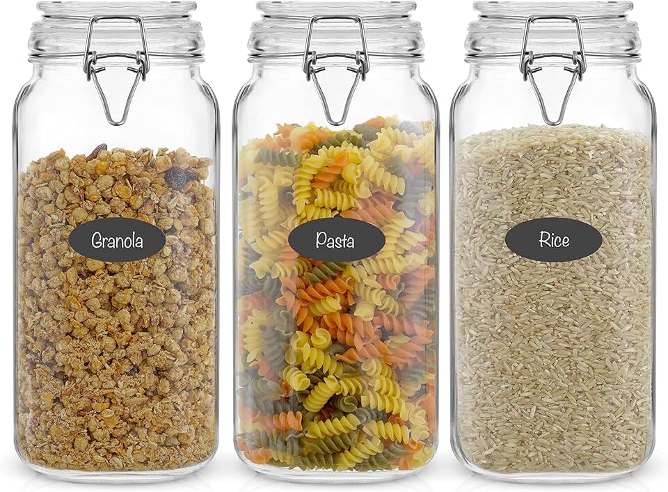 Set of 3 78oz Glass Food Storage Jars with Lids