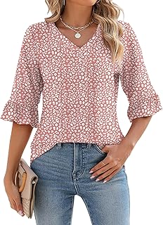 Women's 3/4 Sleeve V-Neck Summer Blouse