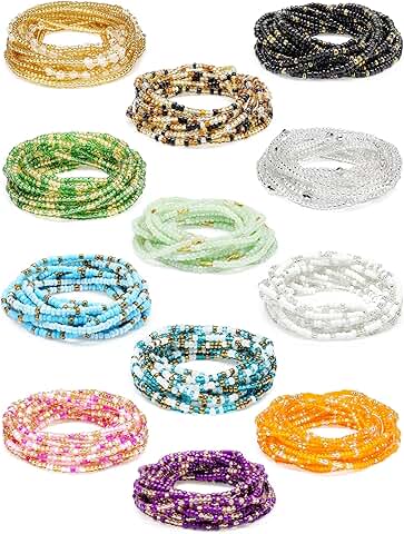 12-Piece Handmade African Waist Beads Set for Women