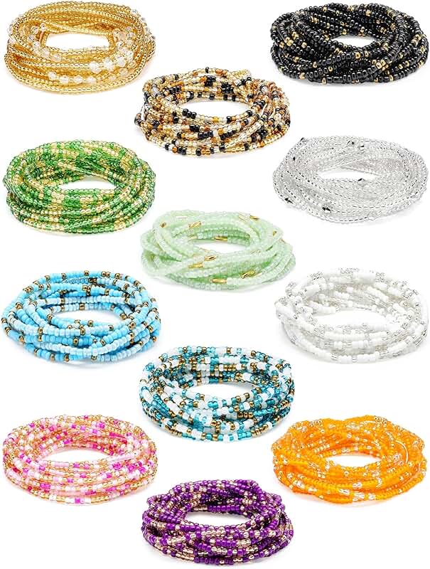 12-Piece Handmade African Waist Beads Set for Women