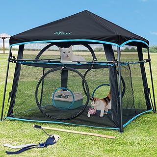 Large Outdoor Cat Enclosure with Foldable Play Tent