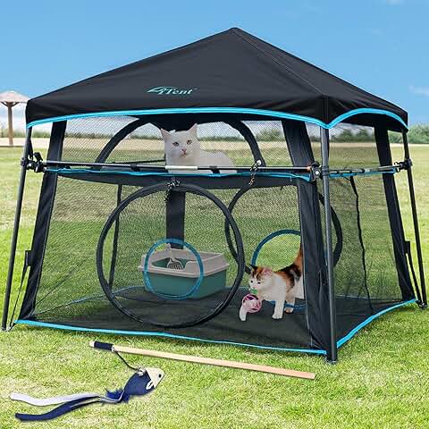 Large Outdoor Cat Enclosure with Foldable Play Tent