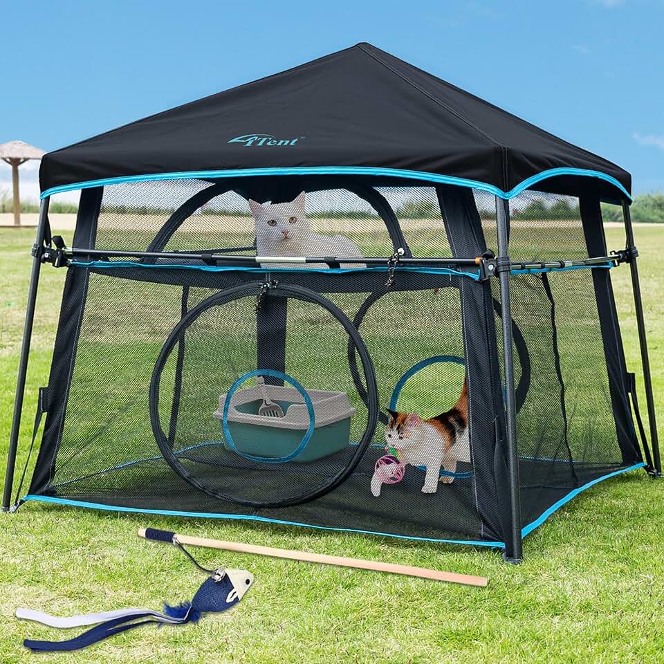 Large Outdoor Cat Enclosure with Foldable Play Tent