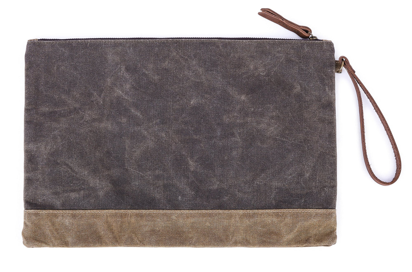 Waxed Canvas Zip Folio Pencil and Makeup Bag, 13x9.4, Olive Drab