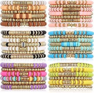 Set of 40 Colorful Beaded Surf Bracelets for Girls and Women