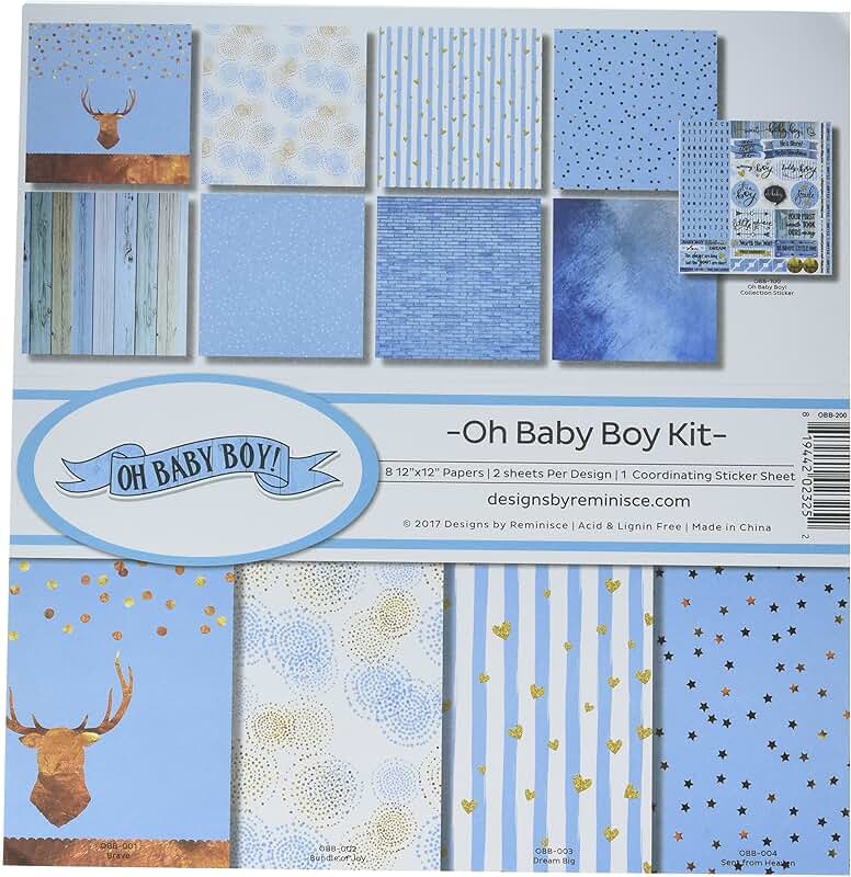 Oh Baby Boy Scrapbook Collection Kit, Multicolor, 12x12 inches