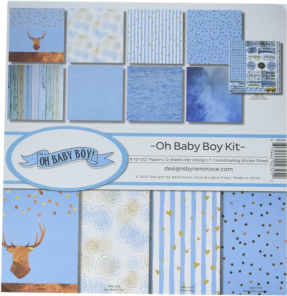 Oh Baby Boy Scrapbook Collection Kit, Multicolor, 12x12 inches
