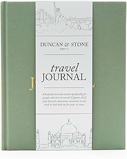 Elegant Sage Green Travel Journal for 15 Trips