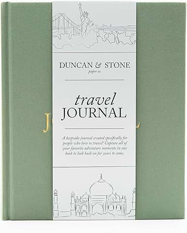 Elegant Sage Green Travel Journal for 15 Trips