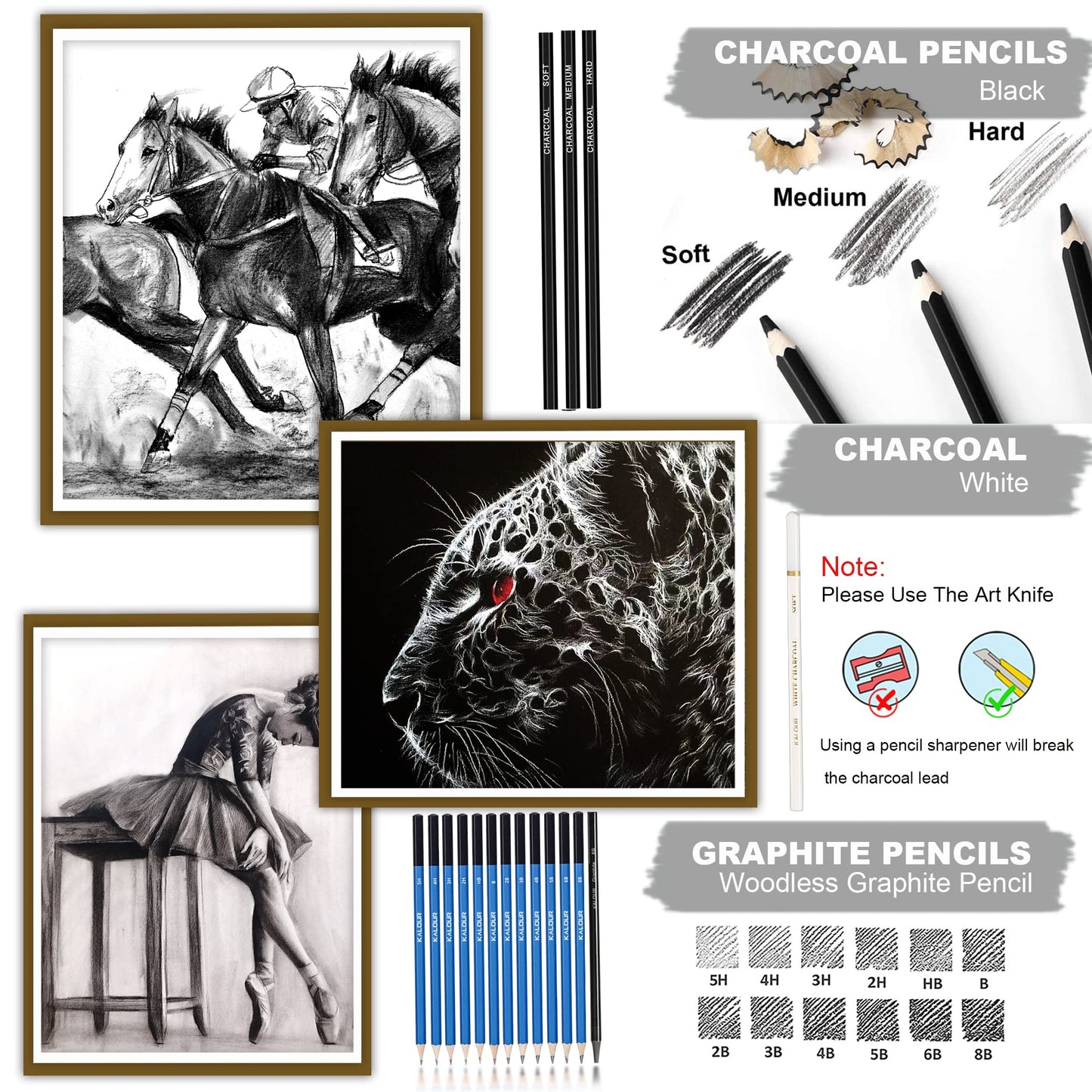 34-Pack Sketching Pencil Set with Sketchbook and Case