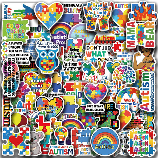 50 Autism Awareness Motivational Vinyl Stickers Pack
