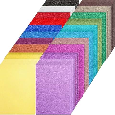 160 Sheets Glitter Cardstock in 20 Colors, 8.5 x 11 Inch